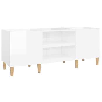 Audiotechnika Goka Skříňka s přihrádkami na LP desky a audiotechniku - dřevěné nohy Lesklá bílá (831927)
