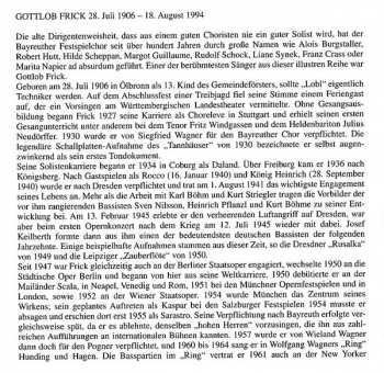 CD Gottlob Frick: Dokumente Einer Sängerkarriere - Gottlob Frick II
