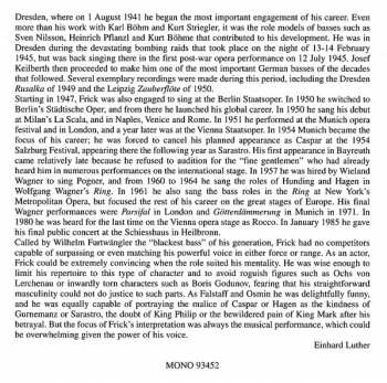 CD Gottlob Frick: Dokumente Einer Sängerkarriere - Gottlob Frick II