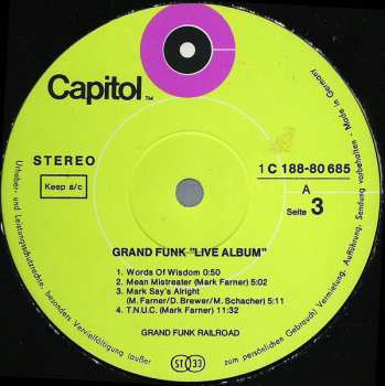 2LP Grand Funk Railroad: Live Album