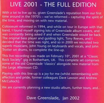 CD Greenslade: The Full Edition - Live 2001