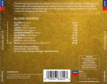 CD Gabrieli Consort: Miserere / Lamentations Of Jeremiah & Other Renaissance Masterpieces