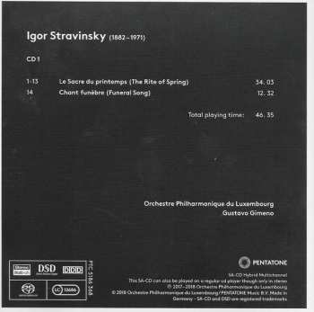 2SACD Igor Stravinsky: Stravinsky - The Rite Of Spring - Funeral Song - Game Of Cards - Concerto In D "Basel" - Agon