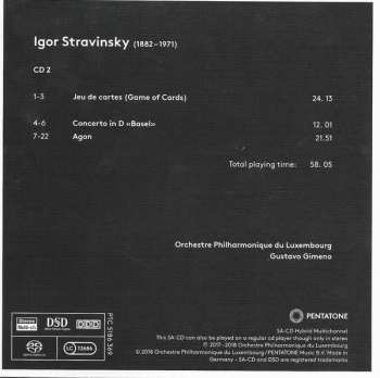 2SACD Igor Stravinsky: Stravinsky - The Rite Of Spring - Funeral Song - Game Of Cards - Concerto In D "Basel" - Agon