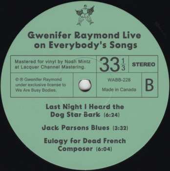 LP Gwenifer Raymond: Live On Everybody's Songs WFMU 91.1 LTD
