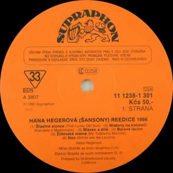 LP Hana Hegerová: Šansony (Reedice Z Roku 1966)