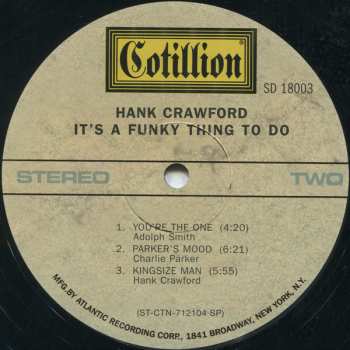 LP Hank Crawford: It's A Funky Thing To Do