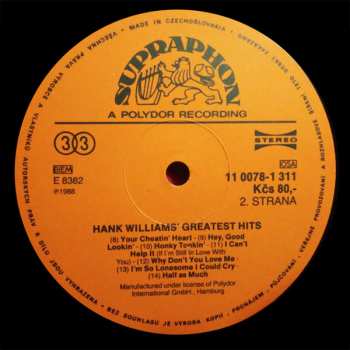 LP Hank Williams: Hank Williams' Greatest Hits (14 Of Hank's All-Time Best)