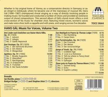 CD Hans Gal: Music For Voices, Volume Two