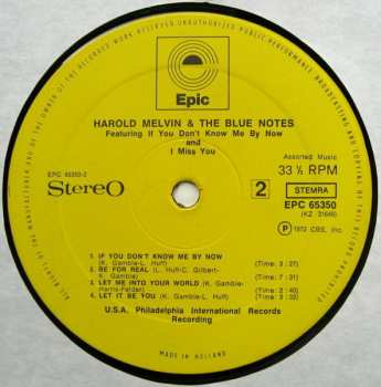 LP Harold Melvin And The Blue Notes: Harold Melvin & The Blue Notes Featuring If You Don't Know Me By Now And I Miss You
