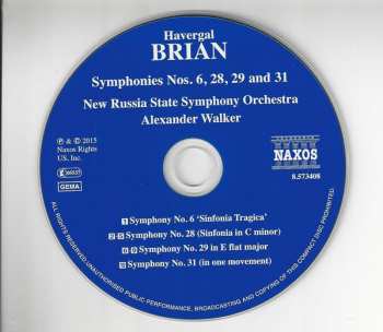 CD Havergal Brian: Symphonies Nos. 6, 28, 29 and 31