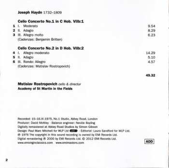 CD Joseph Haydn: Cello Concertos 1 & 2