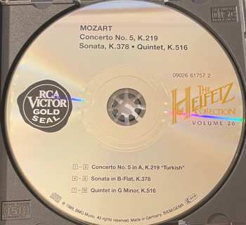 CD Wolfgang Amadeus Mozart: Concerto No.5, Sonata K.378, Quintet K.516