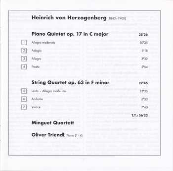 CD Heinrich Von Herzogenberg: Piano Quintet Op.17 - String Quartet Op.63