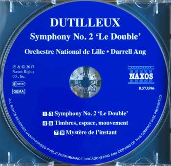CD Henri Dutilleux: Symphony No. 2 'Le Double' • Timbres, Espace, Mouvement • Mystère De L'instant