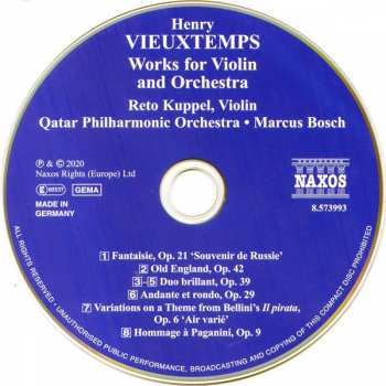 CD Henri Vieuxtemps: Works For Violin And Orchestra