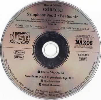 CD Henryk Górecki: Symphony No. 2 'Copernican' • Beatus Vir