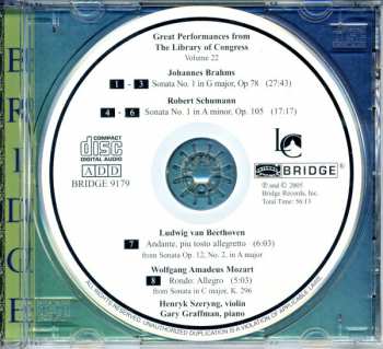 CD Henryk Szeryng: Henryk Szeryng & Gary Graffman At The Library Of Congress