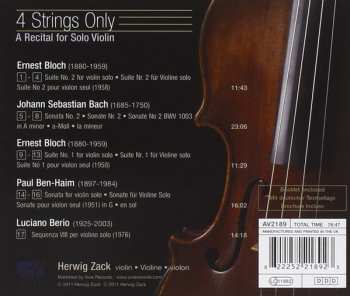 CD Herwig Zack: 4 Strings Only - A Recital For Solo Violin