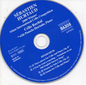 CD Paul Hindemith: Music For Cello