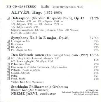 CD Neeme Järvi: Dala Rhapsody (Swedish Rhapsody No. 3) / Symphony No. 3 In E / Den Förlorade Sonen, Suite