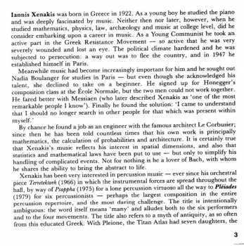 CD Iannis Xenakis: Pléiades · Psappha