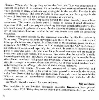 CD Iannis Xenakis: Pléiades · Psappha