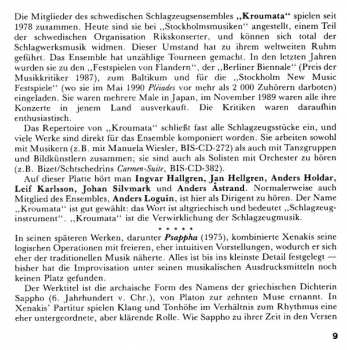 CD Iannis Xenakis: Pléiades · Psappha