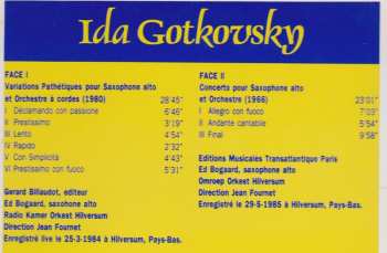 LP Ida Gotkovsky: Variations Pathétiques Pour Saxophone Alto Et Orchestre À Cordes / Concerto Pour Saxophone Alto Et Orchestre
