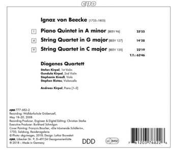 CD Ignaz von Beecke: Two String Quartets / Piano Quintet