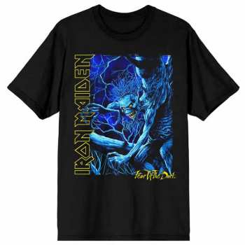 Merch Iron Maiden: Tričko Fear Of The Dark Blue Tone Eddie Vertical Logo Iron Maiden S