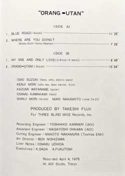 LP Isao Suzuki Quartet: Orang-Utan LTD
