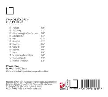 CD Ivano Leva: Hic Et Nunc (Real-Time Compositions For Solo Piano)