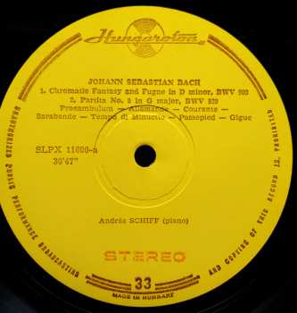 LP Johann Sebastian Bach: Chromatic Fantasy & Fugue, Partita In G, Toccata In D, English Suite In F