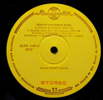 LP Johann Sebastian Bach: Chromatic Fantasy & Fugue, Partita In G, Toccata In D, English Suite In F