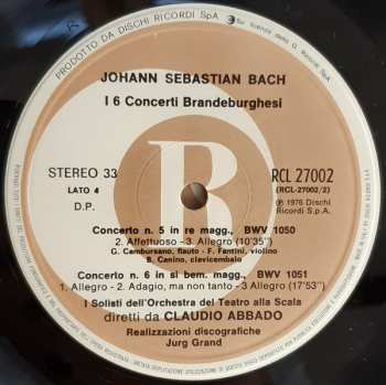 2LP/Box Set Johann Sebastian Bach: I 6 Concerti Brandeburghesi