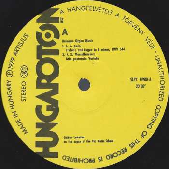 LP Johann Sebastian Bach: Baroque Organ Music