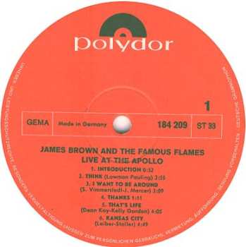 2LP James Brown & The Famous Flames: Live At The Apollo 