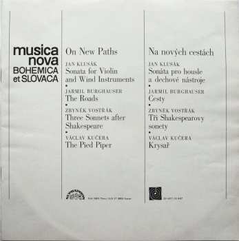 LP Jarmil Burghauser: Sonata For Violin And Wind Instruments / Three Sonets After Shakespeare / The Roads / The Pied Piper + BOOKLET