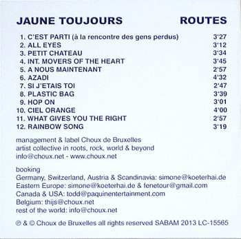 CD Jaune Toujours: Routes