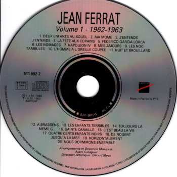 CD Jean Ferrat: Les Années Barclay Volume 1 - 1962-1963