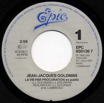 SP Jean-Jacques Goldman: La Vie Par Procuration (En Public)