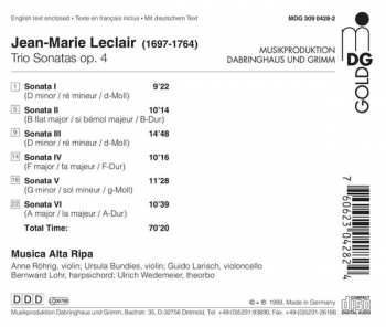 CD Jean Marie Leclair: Trio Sonatas, Op. 4