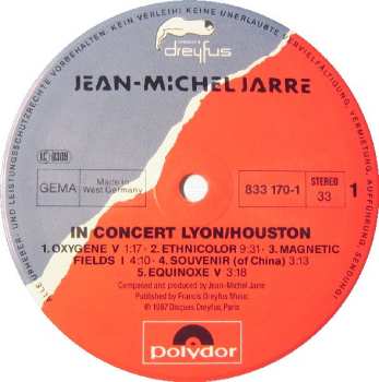 LP Jean-Michel Jarre: In Concert / Houston-Lyon