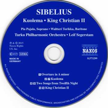 CD Jean Sibelius: Kuolema - King Christian II - Overture In A Minor - Two Songs From Twelfth Night 