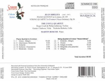CD Jean Sibelius: Piano Quintet In G Minor, String Quartet In D Minor, Op. 56 "Voces Intimae"