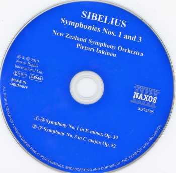 CD Jean Sibelius: Symphonies Nos.1 And 3