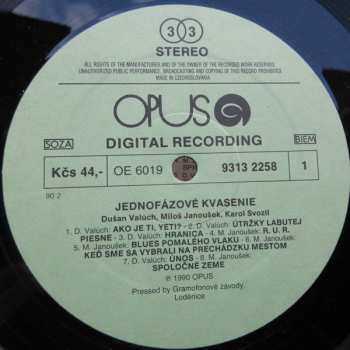 LP Jednofázové Kvasenie: Jednofázové Kvasenie, Valúch • Svozil • Janoušek