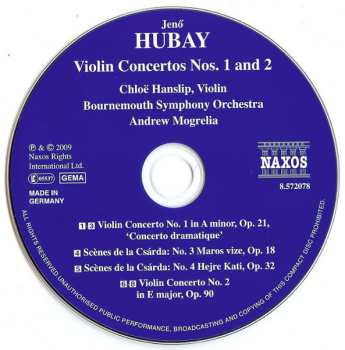 CD Bournemouth Symphony Orchestra: Violin Concertos Nos. 1 And 2 (Scènes De La Csárda Nos. 3 And 4)