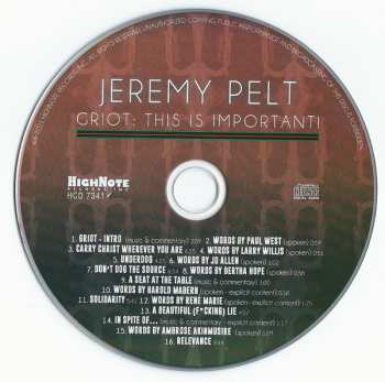 CD Jeremy Pelt: Griot: This Is Important!